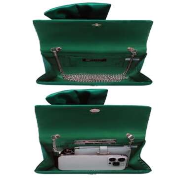 Dasein Women's Elegant Satin Bow Flap Evening Bag