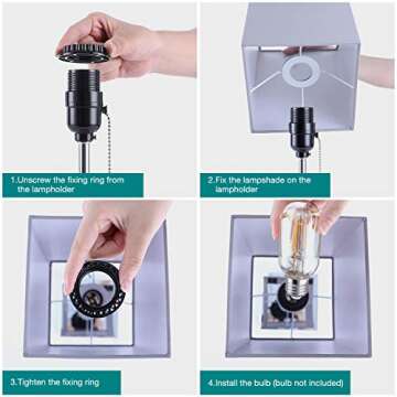 aooshine Table Lamp with Outlet, Bedside Lamp with Dual 2-Pin Charging Ports, Grey Shade & Sliver Base, Suitable for Bedroom，Nightstand, Livingroom, Office, Kids Room