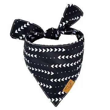 Remy+Roo Dog Bandanas - 4 Pack | Monochrome Set | Premium Durable Fabric | Patented Shape | Adjustable Fit | Multiple Sizes Offered (Large)