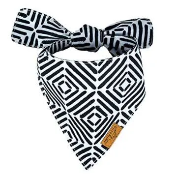 Remy+Roo Dog Bandanas - 4 Pack | Monochrome Set | Premium Durable Fabric | Patented Shape | Adjustable Fit | Multiple Sizes Offered (Large)