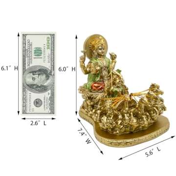 Hindu God Lord Surya Statue - India Home Temple Mandir Puja Idol Pooja Item Indian Diwali Decor Murti Staue Religious Meditation Yoga Room Altar Decoration Handicraft Figurine