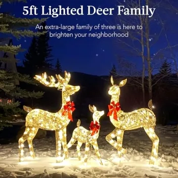 Large Lighted Christmas Deer Family Set for Outdoors