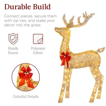 Large Lighted Christmas Deer Family Set for Outdoors
