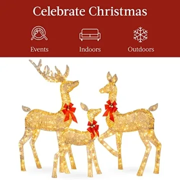 Large Lighted Christmas Deer Family Set for Outdoors