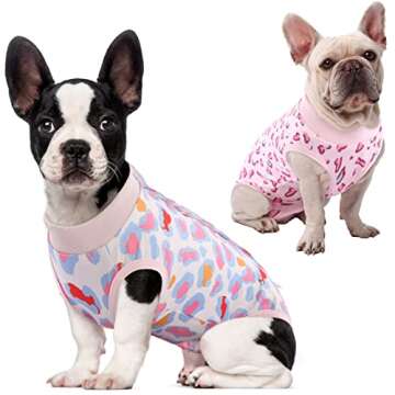 SAWMONG 2 Pack Dog Surgery Recovery Suit, Leopard Recovery Suit for Dogs after Surgery, Dog Spay Sur...