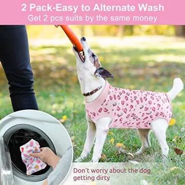 SAWMONG 2 Pack Dog Surgery Recovery Suit, Leopard Recovery Suit for Dogs after Surgery, Dog Spay Surgical Suit for Female Dogs, Dog Onesie Body Suit for Surgery Male Substitute Dog Cone Alternative