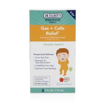 Dr. Talbot's Gas + Colic Relief Liquid Medicine, Naturally Inspired, for Infants, Includes Syringe, Apple Juice Flavor, 4 Fl Oz
