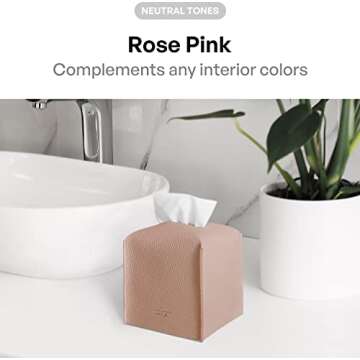 Carrotez Elegant PU Leather Tissue Box Cover - Rose Pink