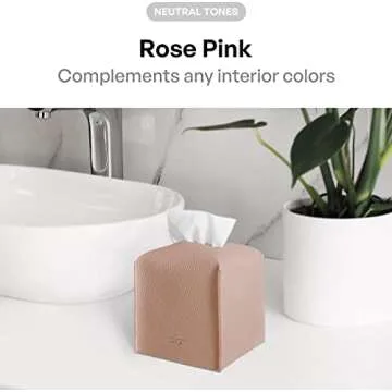 Carrotez Elegant PU Leather Tissue Box Cover - Rose Pink