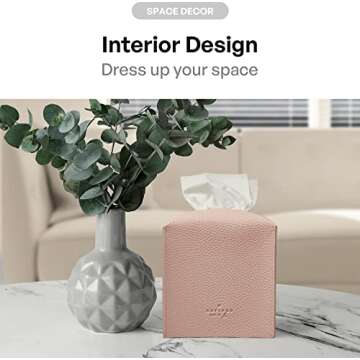 Carrotez Elegant PU Leather Tissue Box Cover - Rose Pink