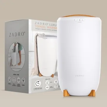 Zadro Large Hot Towel Warmer Bucket Timer Electric Towel Warmer for Bathroom Auto-Shut Off Heated Towel Warmer Spa (Large | 20L | 12" Dia. x 21" Tall, Grey/Bamboo)