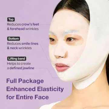 numbuzin No.9 Sheet Mask | NAD+ BIO Lifting-sil Full Face Mask | Improves Double-chin, Jawline, Wrinkles, Neck Lines | Peptides, NAD+, Collagen | Skin Lifting, Firmness | 4 Sheets+Lifting Band