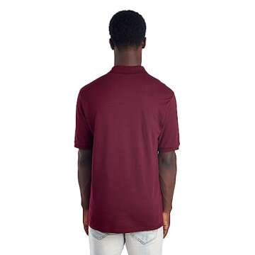 Jerzees Men's SpotShield Stain Resistant Polo Shirts (Short & Long, Short Sleeve-Maroon, 4X-Large