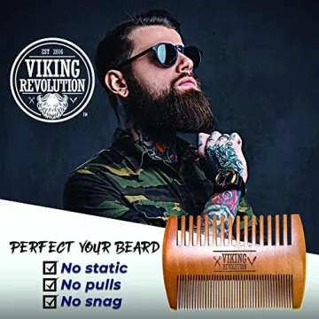 Wooden Beard Comb With Case for Perfect Grooming