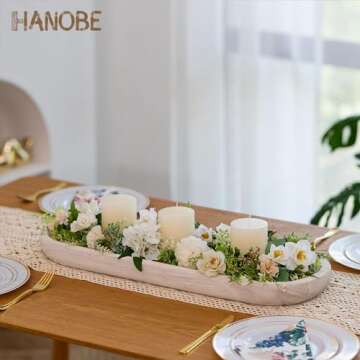 Hanobe Decorative Bowl Large Wooden: 25.5" Long Wood Dough Bowls for Decor Coffee Table Centerpiece ...