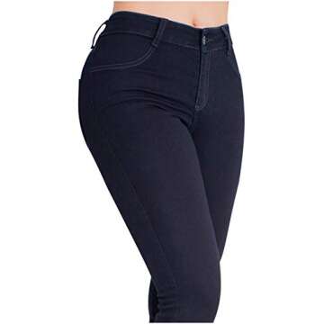 LOWLA Colombian Push Up Slim Fit High Waisted Skinny Jeans for Women Butt Lift Pantalones de Mujer Colombianos Levanta Cola Blue 2