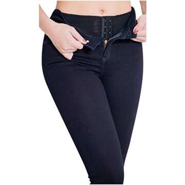 LOWLA Colombian Push Up Slim Fit High Waisted Skinny Jeans for Women Butt Lift Pantalones de Mujer Colombianos Levanta Cola Blue 2