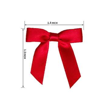 7Rainbows 50pcs Boutique 1.5" Red Satin Ribbon Mini Bows for Craft Sewing Scrapbooking Wedding and G...
