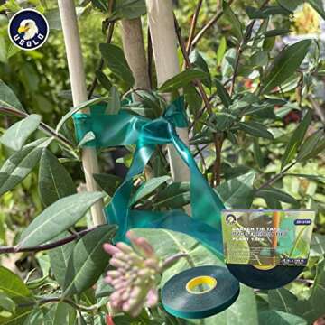 Ugold 8mil Extra Thick 150 Feet x 1/2'' Stretch Plant Tie Tape, Garden Tie Tape for Planting and Grafting, Plant Ribbon for Tomatoes, Grapes and Trees, Green Tie Tape, Garden Stake for Vinyard