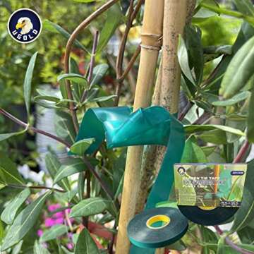 Ugold 8mil Extra Thick 150 Feet x 1/2'' Stretch Plant Tie Tape, Garden Tie Tape for Planting and Grafting, Plant Ribbon for Tomatoes, Grapes and Trees, Green Tie Tape, Garden Stake for Vinyard
