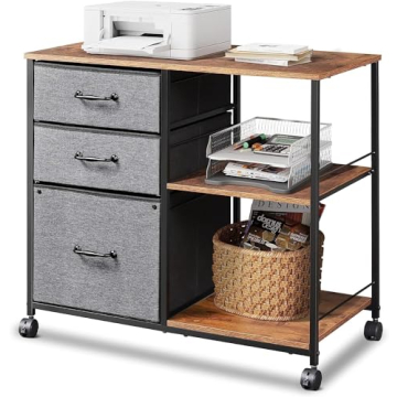 DEVAISE 3 Drawer Mobile File Cabinet - Rolling Printer Stand & Storage