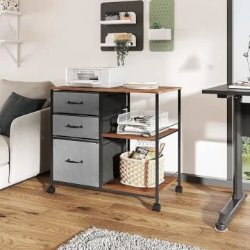 DEVAISE Rolling File Cabinet with Open Storage Shelf