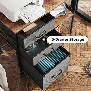 DEVAISE Rolling File Cabinet with Open Storage Shelf