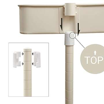 SONGMICS 3-Tier Metal Rolling Cart, Utility Cart, Kitchen Cart with Adjustable Shelves, Storage Trolley with 2 Brakes, Easy Assembly, for Kitchen, Office, Bathroom, Beige UBSC60WT