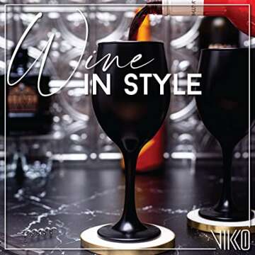 Vikko Black Stemmed Wine Glasses Set of 6 Stylish Durable