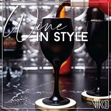 Vikko Black Stemmed Wine Glasses Set of 6 Stylish Durable