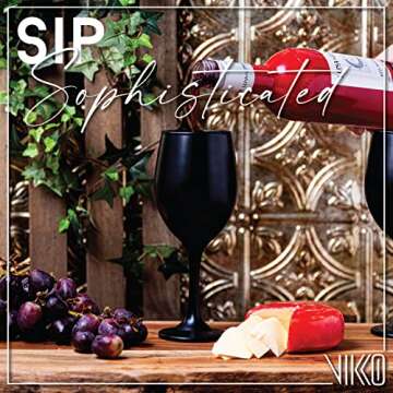 Vikko Black Stemmed Wine Glasses Set of 6 Stylish Durable