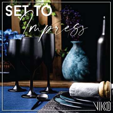 Vikko Black Stemmed Wine Glasses Set of 6 Stylish Durable
