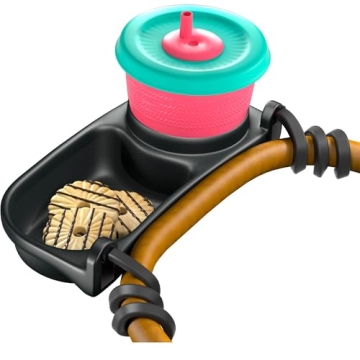 Universal Stroller Snack Tray | Stroller Cup Holder | Silicone Flexible Arms Grip Stroller Bar Stays...