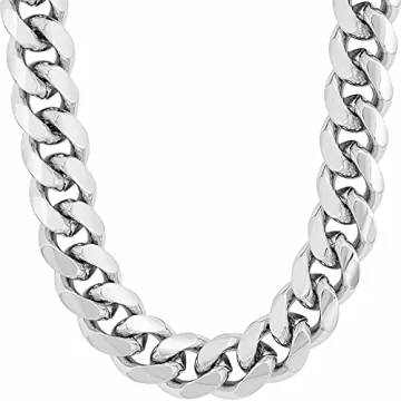 Lifetime Jewelry 11mm Cuban Link Miami Curb Chain Necklace - 24k Gold Plated (20 inches, White Gold)