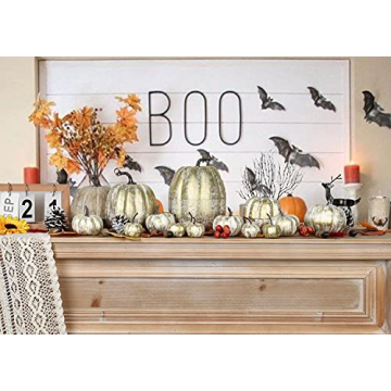 Lvydec 14pc Gold Pumpkin Set for Thanksgiving Decor