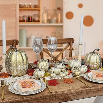 Lvydec 14pc Gold Pumpkin Set for Thanksgiving Decor