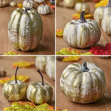 Lvydec 14pc Gold Pumpkin Set for Thanksgiving Decor