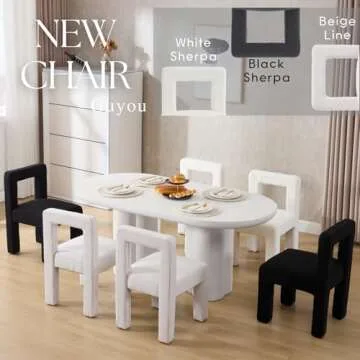 Guyou Modern Upholstered Dining Chairs Set of 2, Black Sherpa Square Kitchen & Dining Room Chairs with Hollow Back, Accent Vanity Chair Make Up Side Chair for Living Room Bedroom Kitchen Restaurant