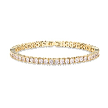 PAVOI 14K Gold Plated Cubic Zirconia Classic Tennis Bracelet for Elegant Style and Eco-Friendly Fash...