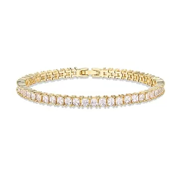 PAVOI 14K Gold Plated Cubic Zirconia Classic Tennis Bracelet for Elegant Style and Eco-Friendly Fash...