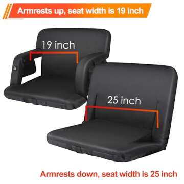 Blufree 25 Inch Extra Wide Heated Stadium Seats for Bleachers, 3 Level USB Heated Bleacher Seat with...