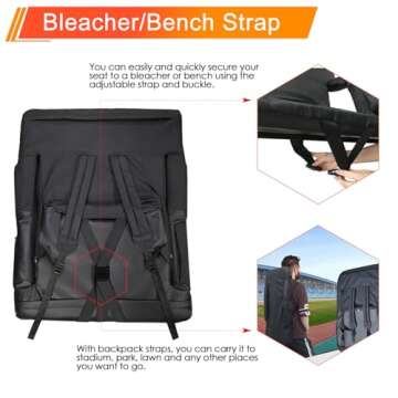 Blufree 25 Inch Extra Wide Heated Stadium Seats for Bleachers, 3 Level USB Heated Bleacher Seat with Backrest, 6 Reclining Positions Portable Stadium Chair for Outdoor Sports (Power Bank Not Included)