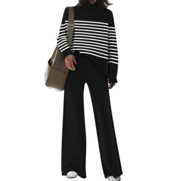 Fixmatti Stylish Black White Sweater Set for Women