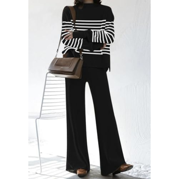 Fixmatti Stylish Black White Sweater Set for Women