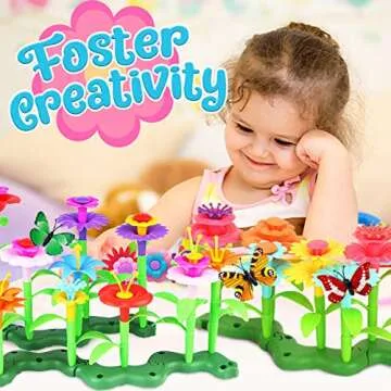 Innorock Flower Garden Building Toys for Girls - Flower Stacking Toys for Toddlers, STEM Toys, School Educational Activity, Kids Crafts, Birthday Gifts for Girls 3 4 5 6 7 8 Year Old Girl Gift
