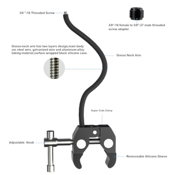 Mippko Gooseneck Microphone Stand with Super Crab Clamp