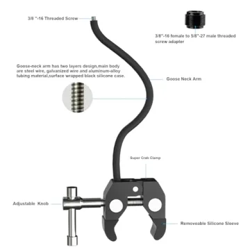 Mippko Gooseneck Microphone Stand with Super Crab Clamp