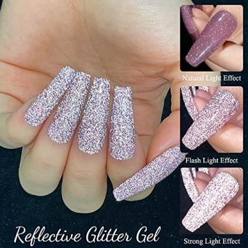 MIZHSE Reflective Glitter Gel Nail Polish Set - 6 Colors
