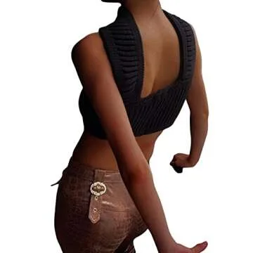 Trendy Y2k Sleeveless Ribbed Crop Top for Young Women
