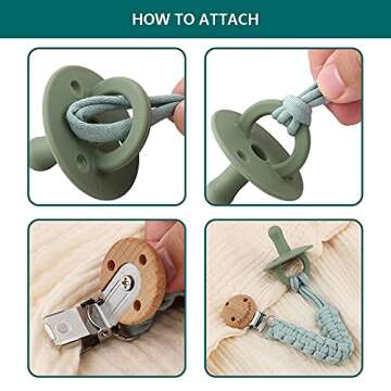 Kapihouse Pacifier Clip for boy 9.2 Inch Pacifier Leashes woodern Clips Teething Toy with Handmade Braided Cotton Modern Unisex Baby Shower Birthdays Christmas Set (3 Pack Boys)